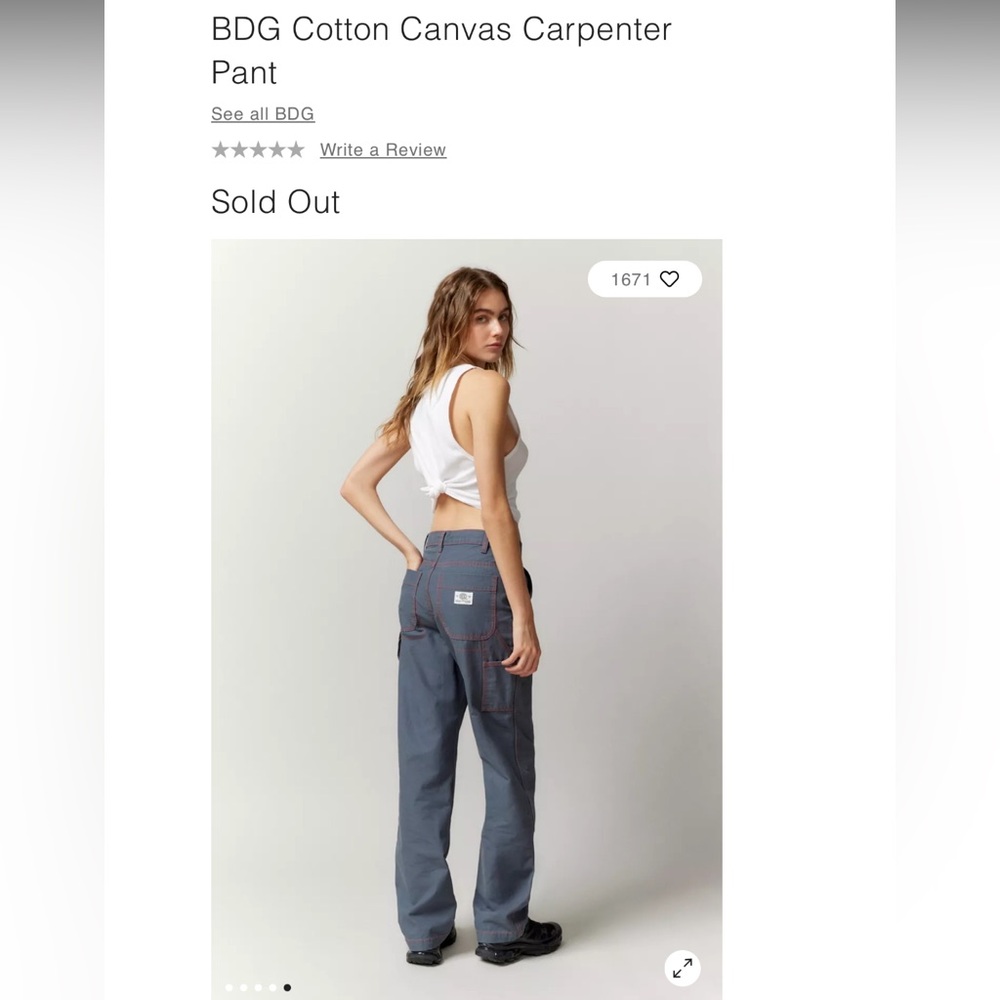 BDG RARE Cotton Canvas Carpenter Pants with Red Stitching